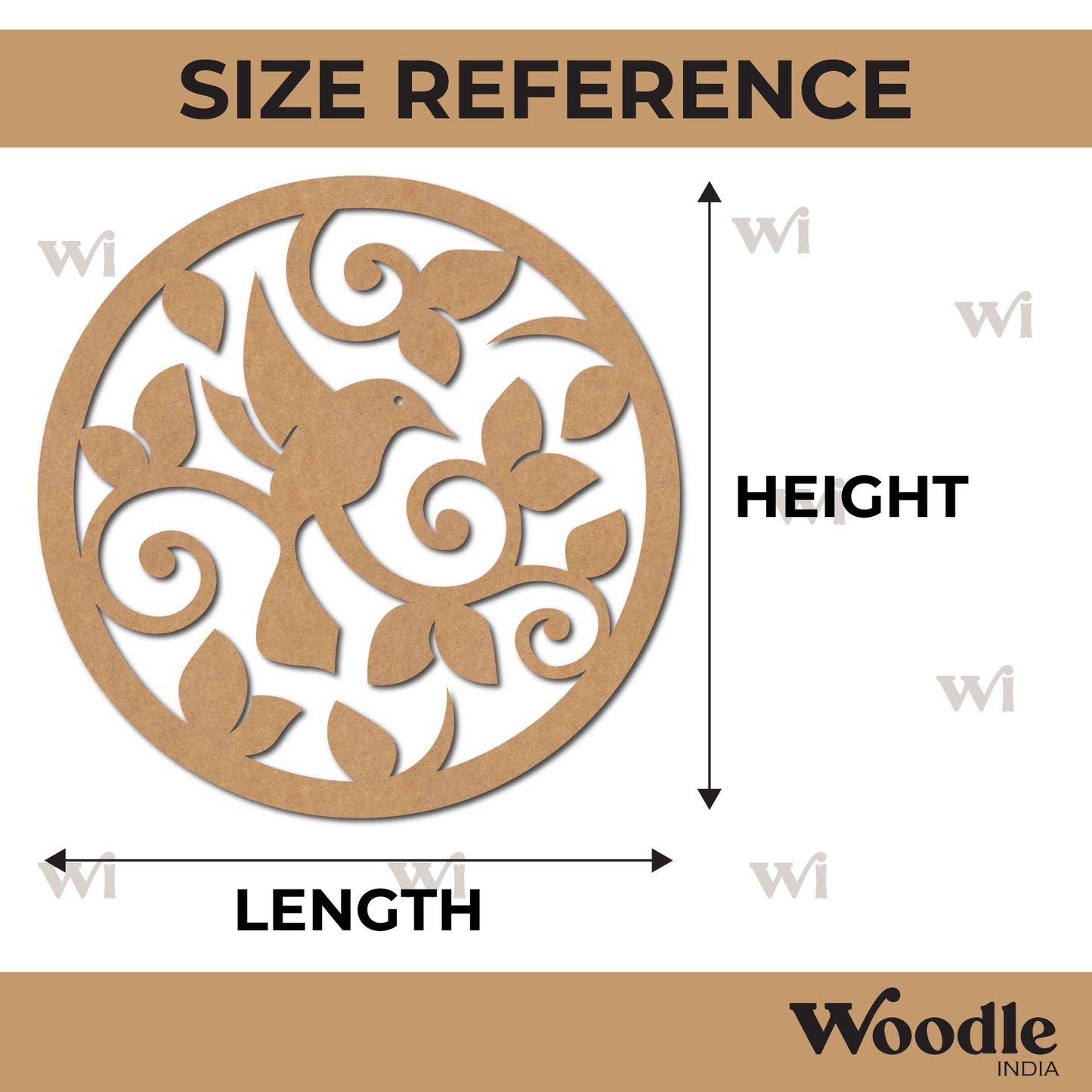 Bird Floral Round Cutout MDF Design 1
