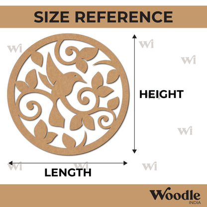 Bird Floral Round Cutout MDF Design 1