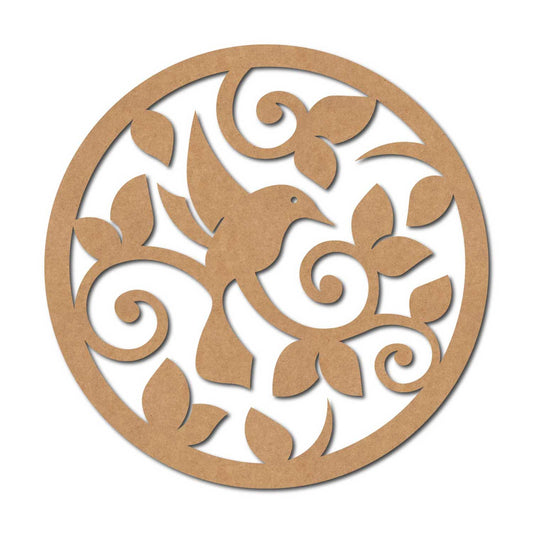 Bird Floral Round Cutout MDF Design 1