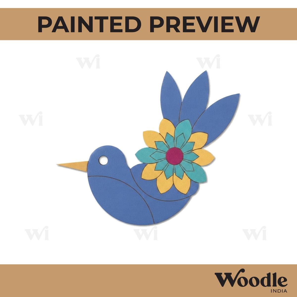 Bird Flower Pre Marked MDF Design 1