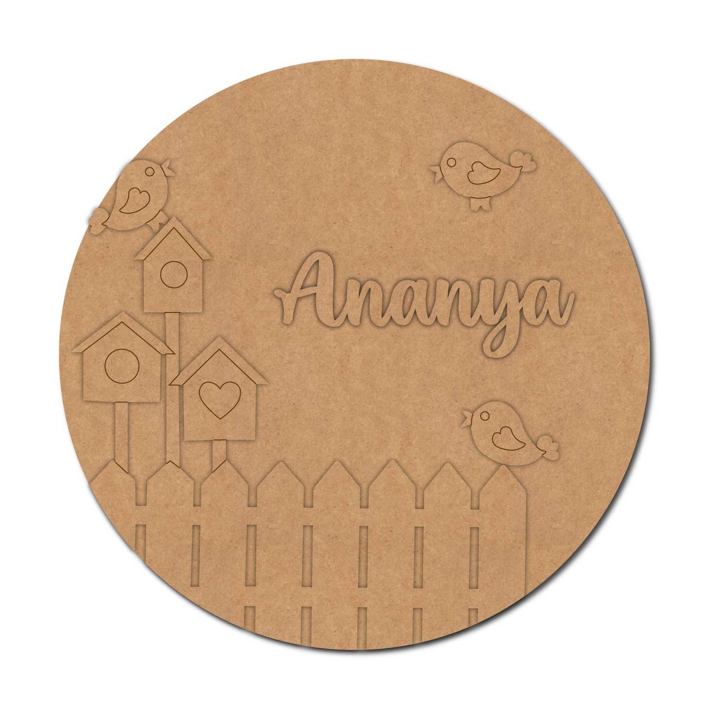 Bird Home Nameplate MDF Design 1