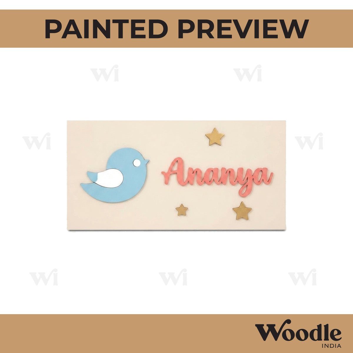 Bird Kids Nameplate MDF Design 2