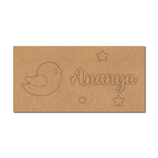 Bird Kids Nameplate MDF Design 2