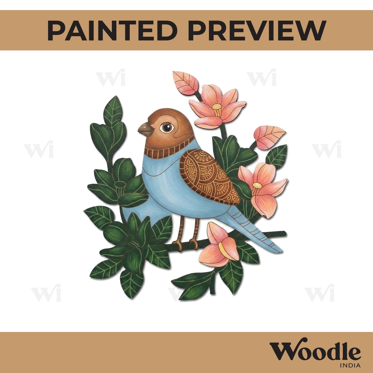 Bird Leaves Pre Marked MDF Design 1