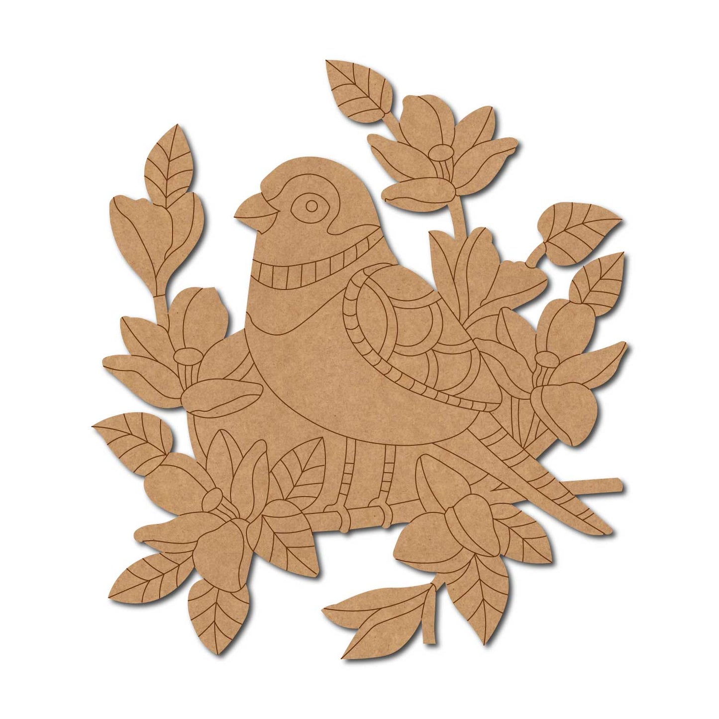 Bird Leaves Pre Marked MDF Design 1