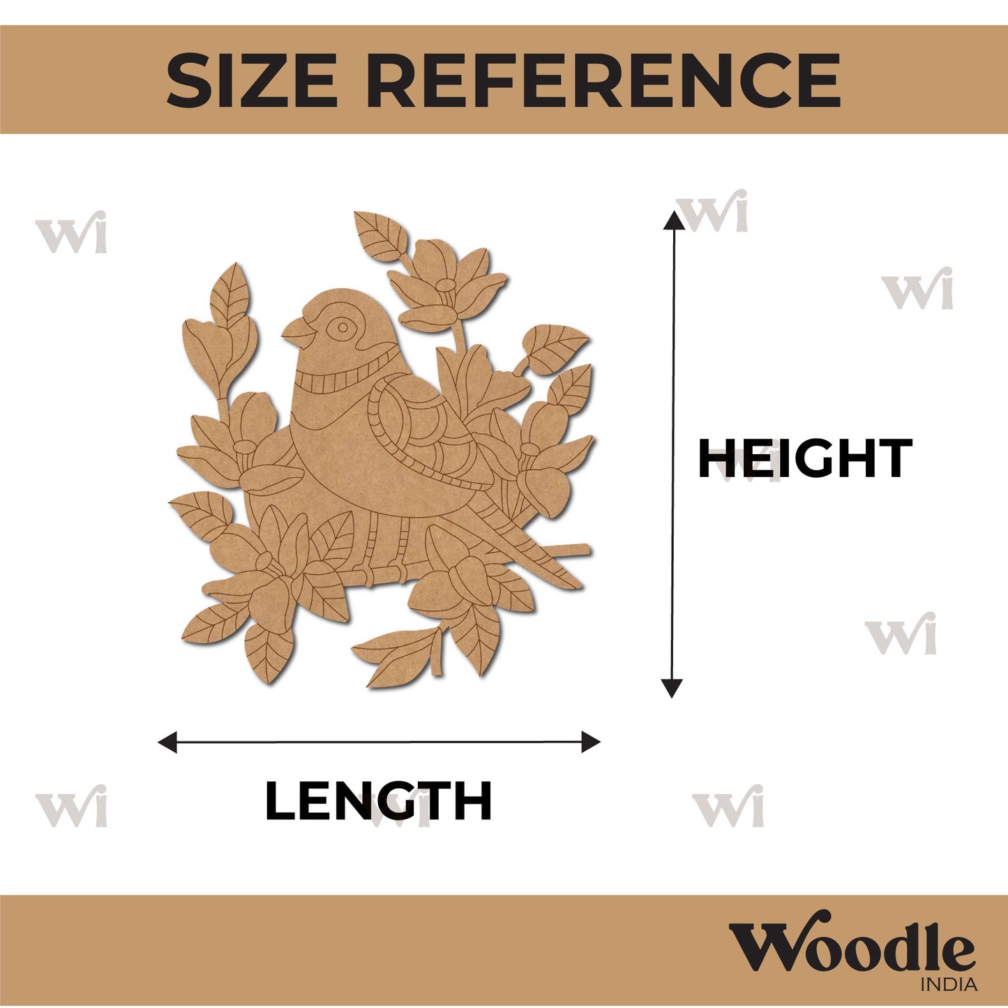 Bird Leaves Pre Marked MDF Design 1