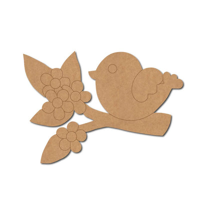 Bird On Branch Pre Marked MDF Design 1
