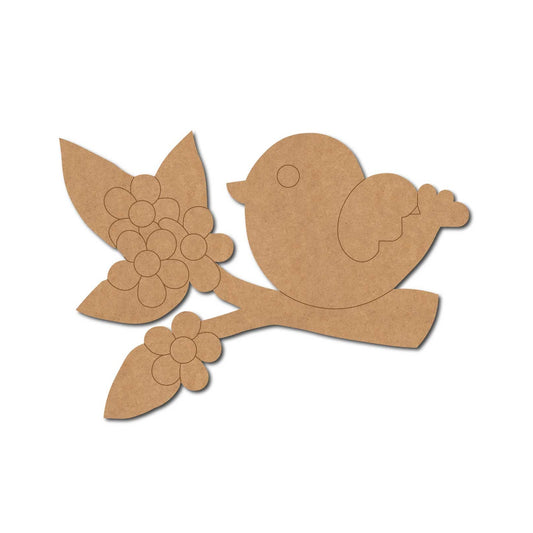 Bird On Branch Pre Marked MDF Design 1