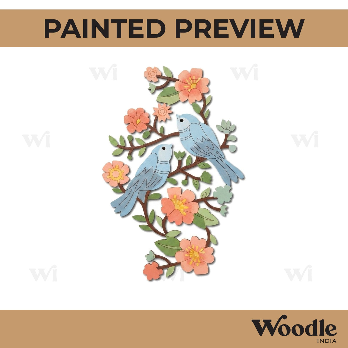 Birds Floral Motif Pre Marked Base MDF Design 1