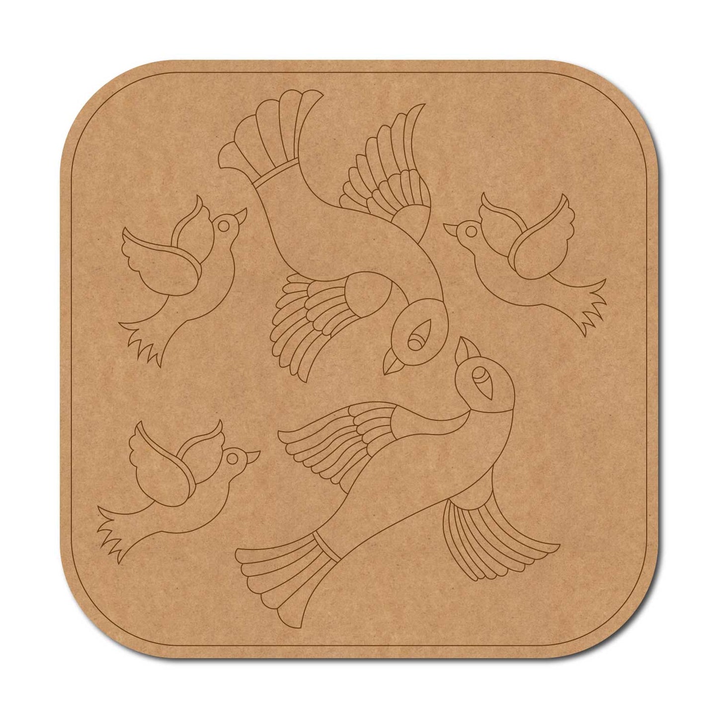 Birds Gond Art Pre Marked Base MDF Design 1