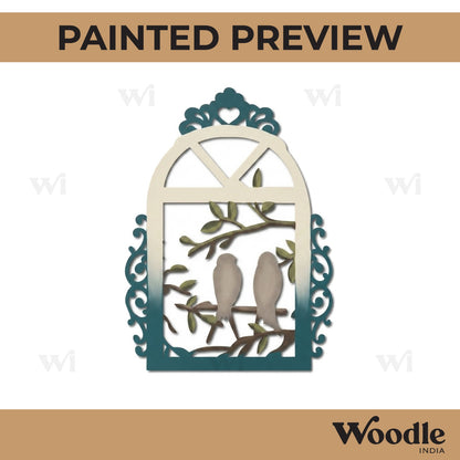Birds In Window Cutout MDF Design 1