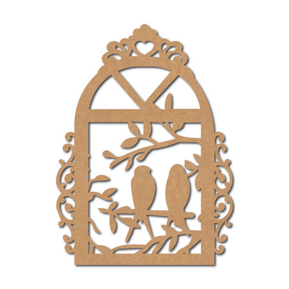 Birds In Window Cutout MDF Design 1