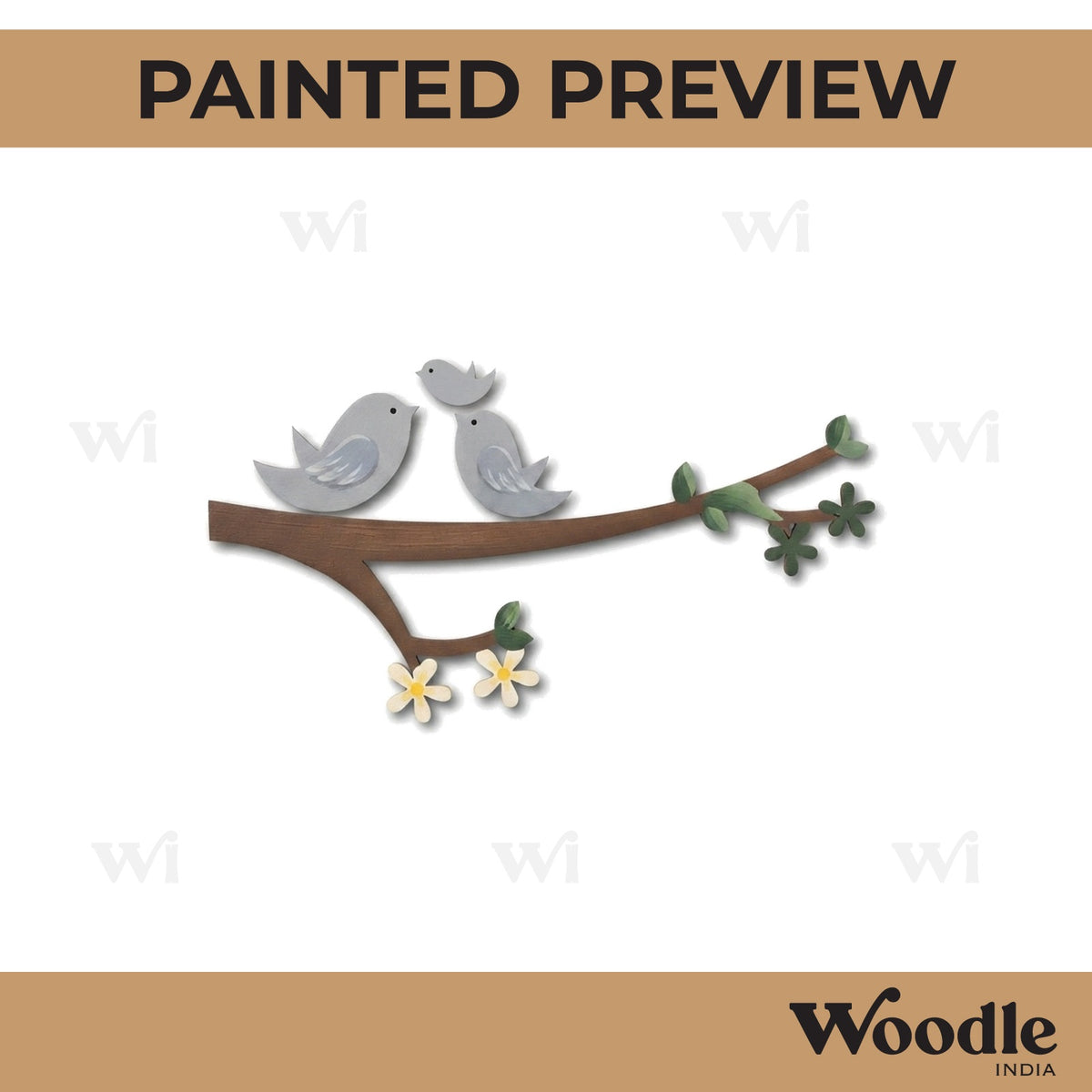 Birds On Branch Cutout MDF Design 4