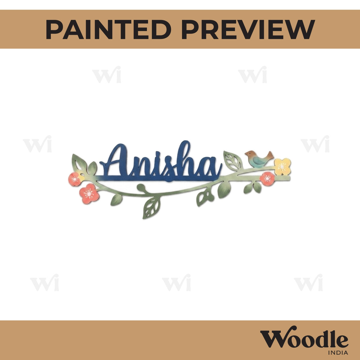 Birds On Branch Nameplate MDF Design 1