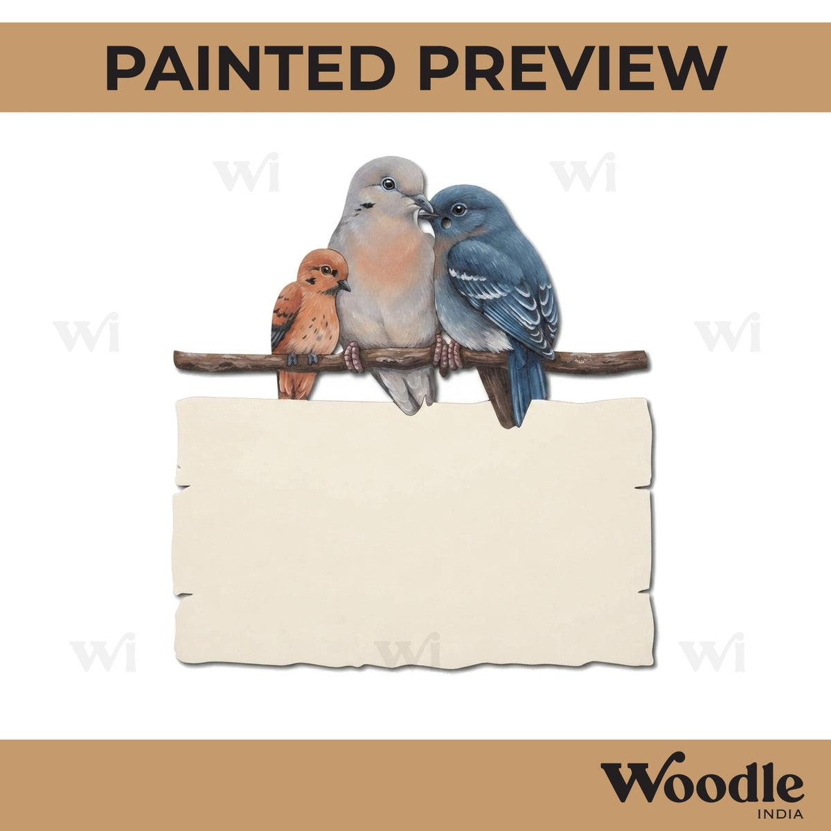 Birds On Branch Nameplate Pre Marked MDF Design 1
