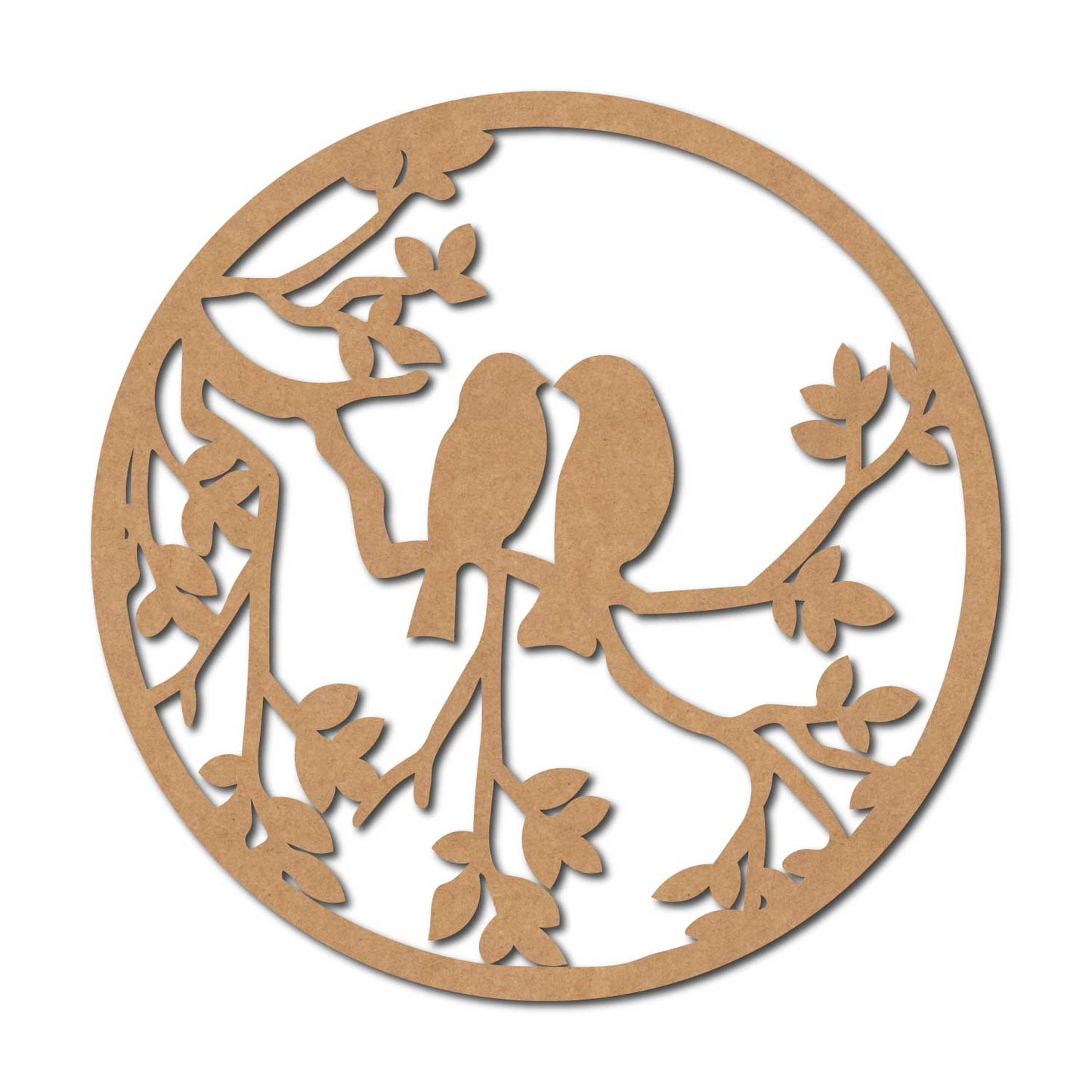 Birds On Branch Round Cutout MDF Design 1