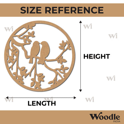 Birds On Branch Round Cutout MDF Design 1
