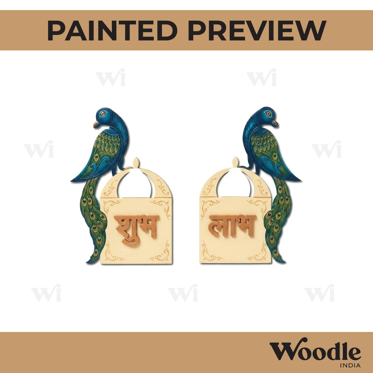 Birds Shubh Labh Pre Marked Base MDF Design 1