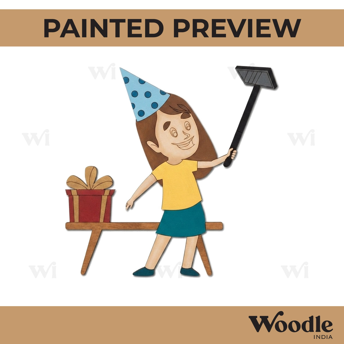 Birthday Girl Taking Selfie Pre Marked MDF Design 1