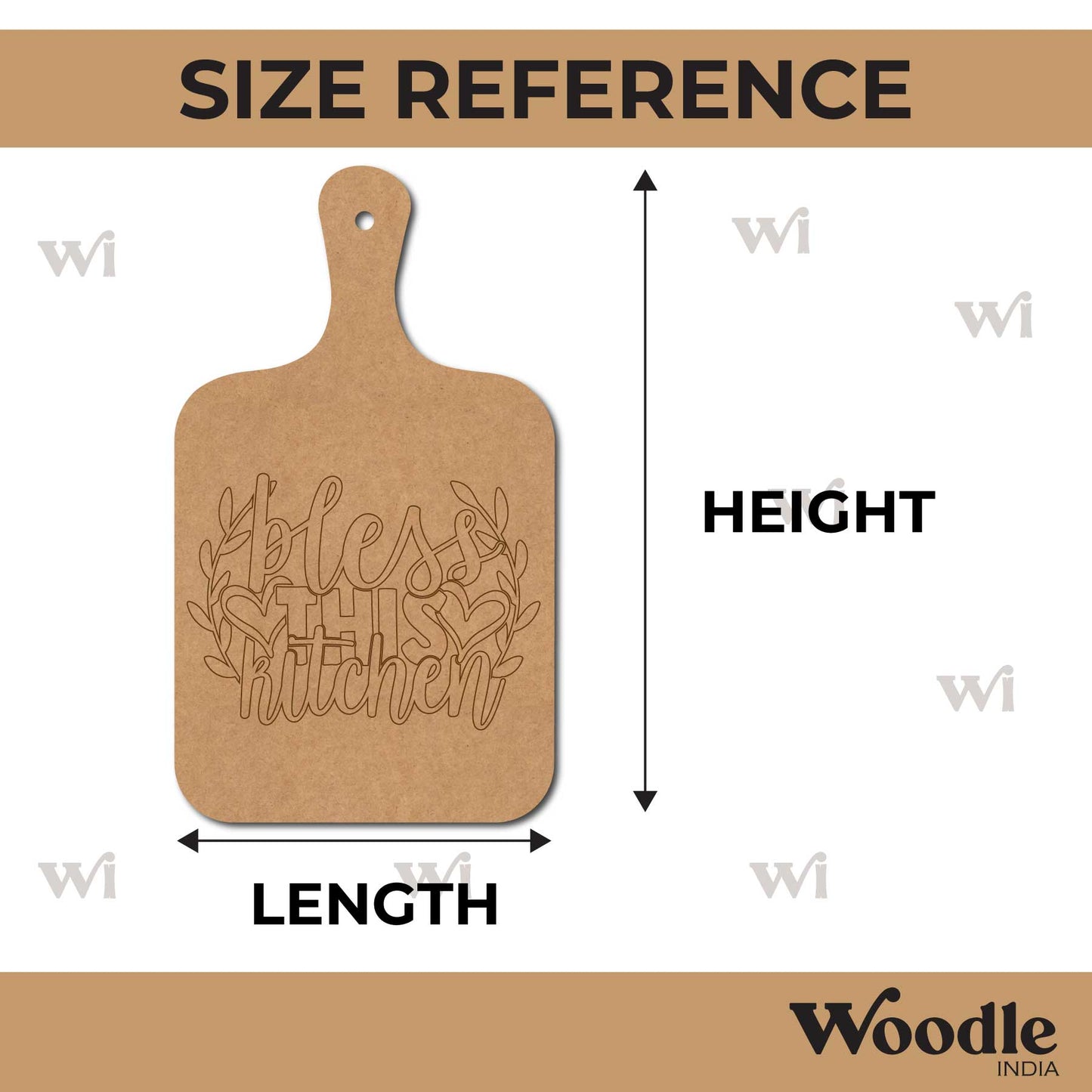 Bless This Kitchen Pre Marked Chopping Board MDF Design 1