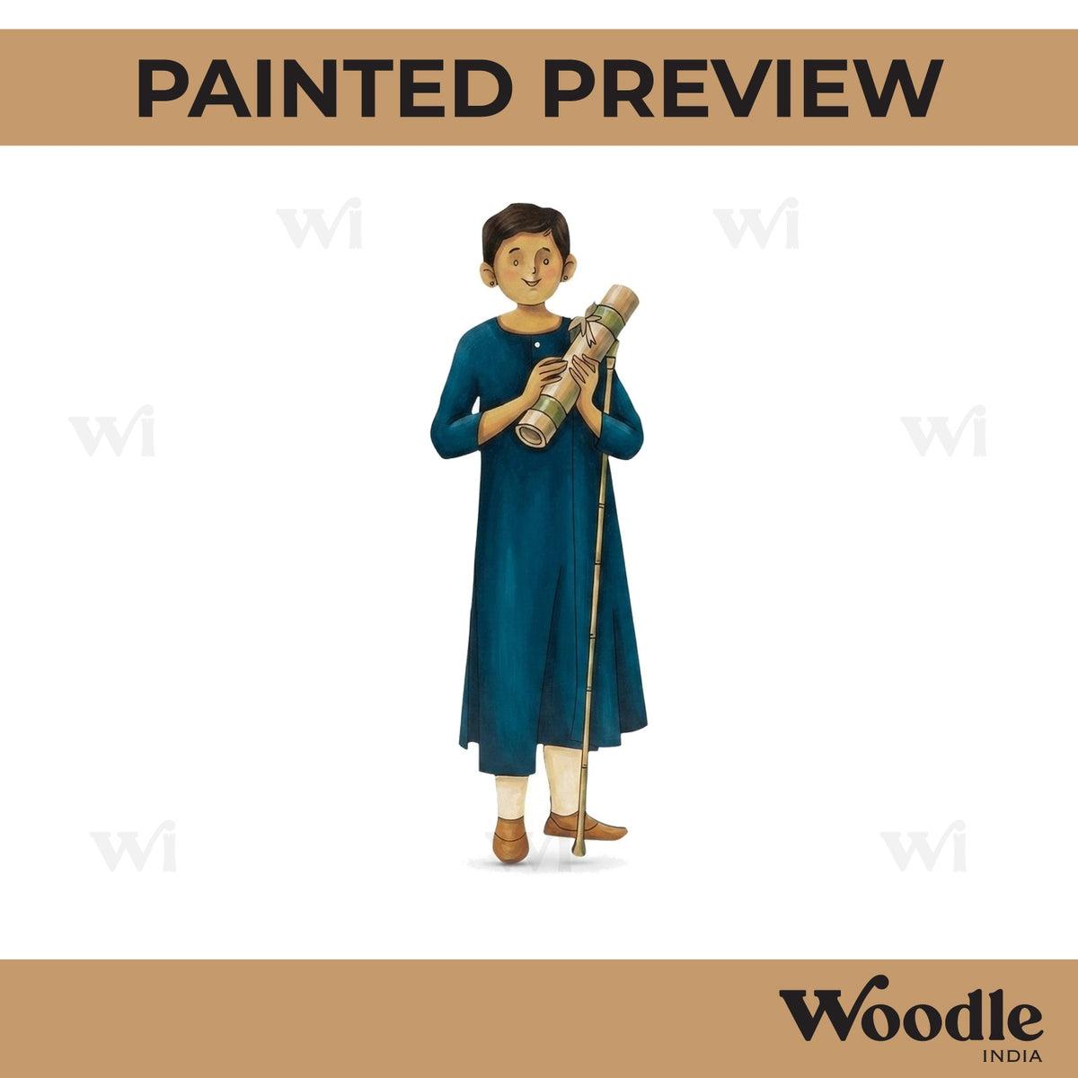 Blind Girl With Stick Pre Marked MDF Design 1