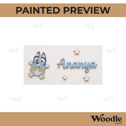 Bluey Dog Kids Nameplate MDF Design 1