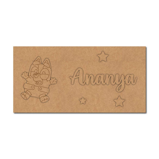 Bluey Dog Kids Nameplate MDF Design 1
