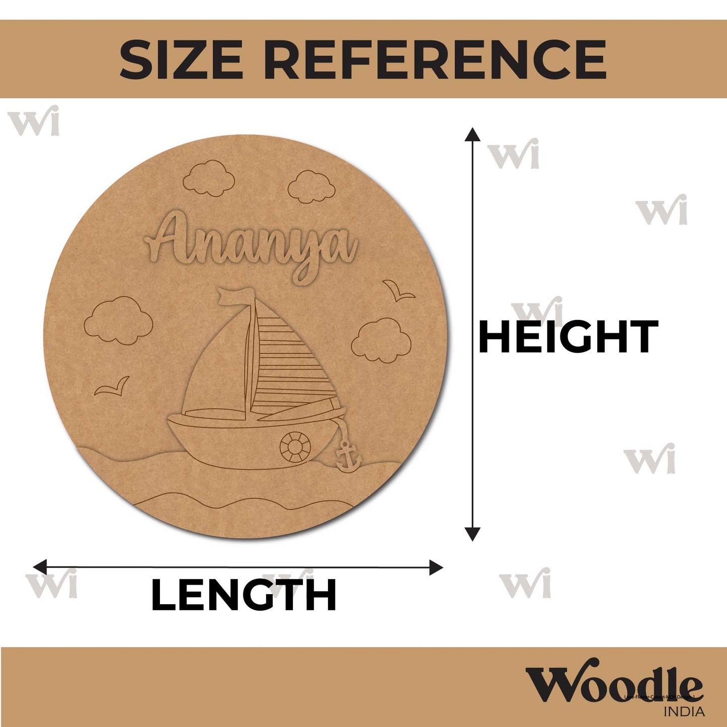 Boat Ocean Theme Nameplate MDF Design 1