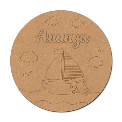 Boat Ocean Theme Nameplate MDF Design 1