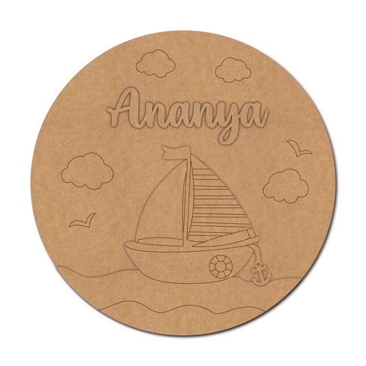 Boat Ocean Theme Nameplate MDF Design 1
