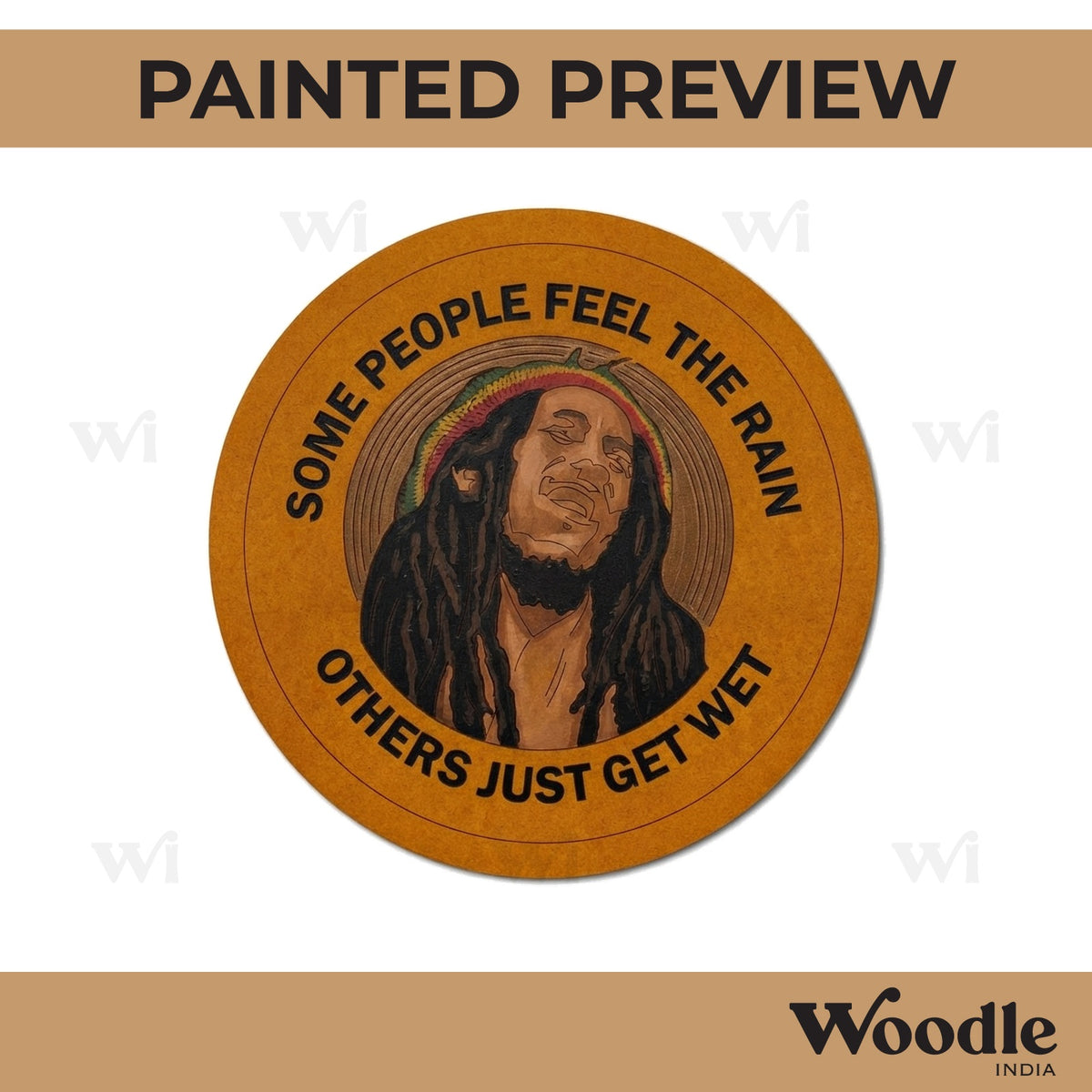 Bob Marley Quote Pre Marked Round MDF Design 1