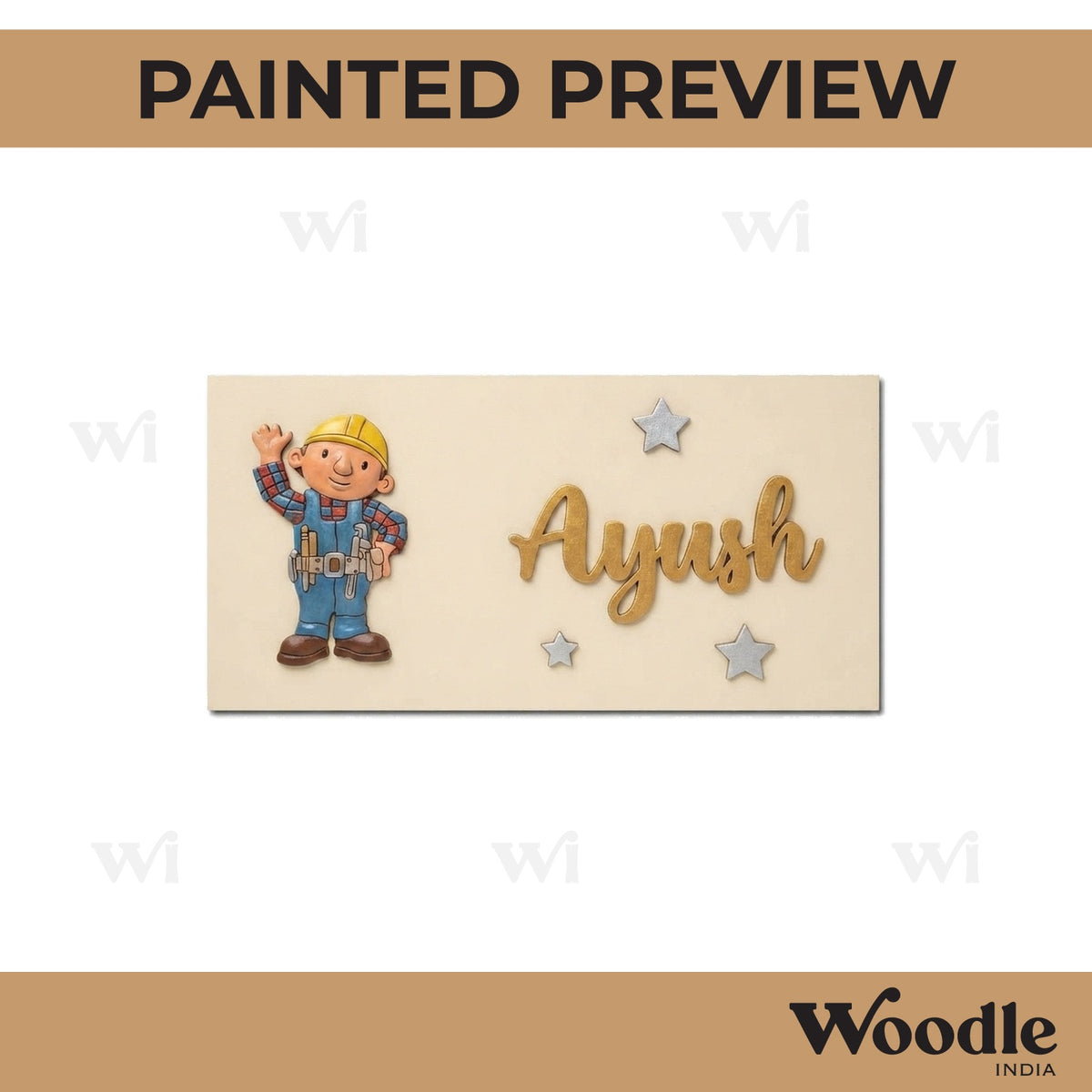 Bob The Builder Kids Nameplate MDF Design 1