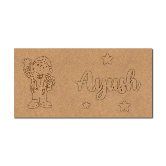 Bob The Builder Kids Nameplate MDF Design 1