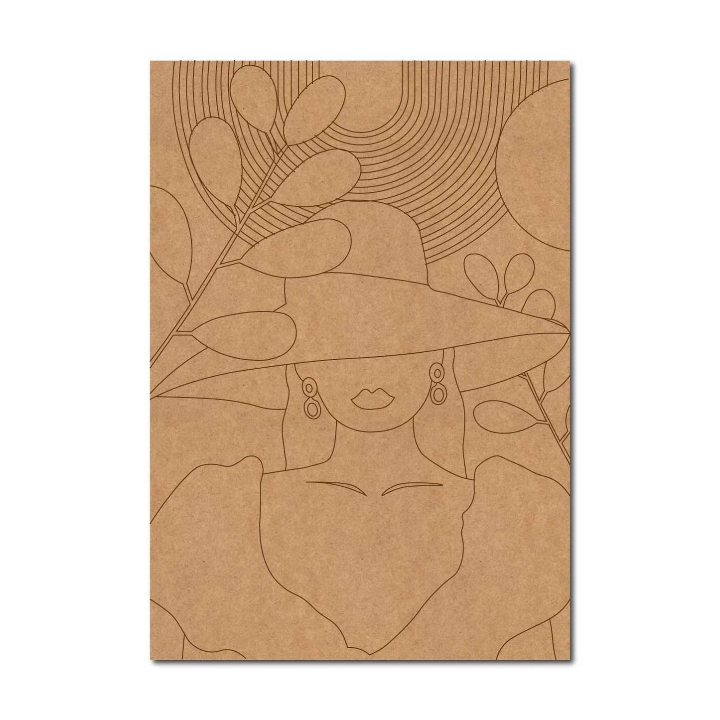 Boho Art Woman Pre Marked Rectangle MDF Design 1