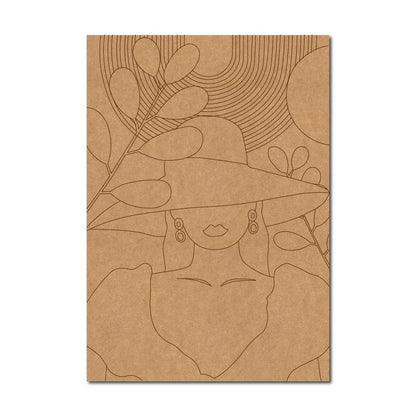 Boho Art Woman Pre Marked Rectangle MDF Design 1