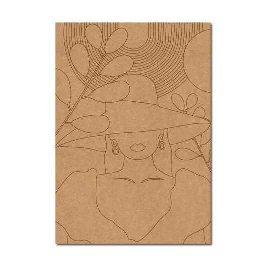 Boho Art Woman Pre Marked Rectangle MDF Design 1