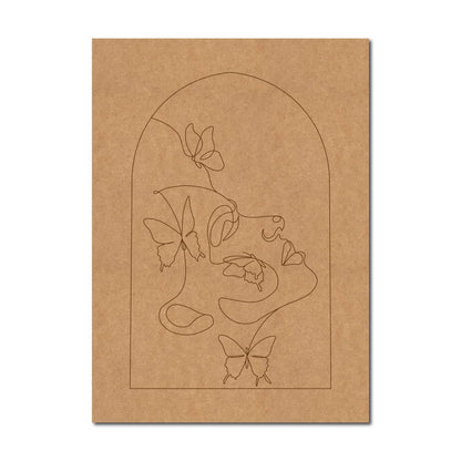 Boho Line Art Pre Marked Base MDF Design 1