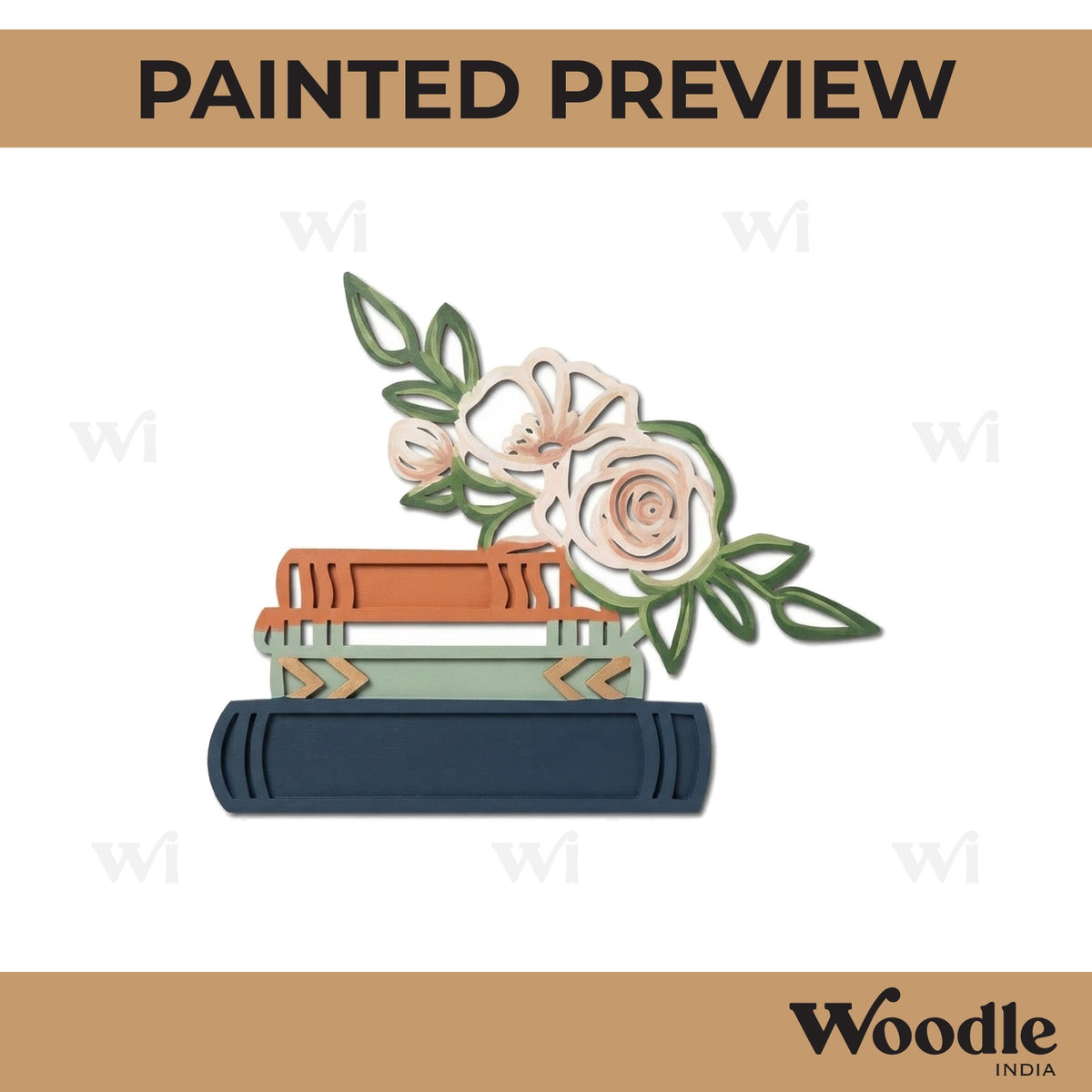 Books Rose Cutout MDF Design 1