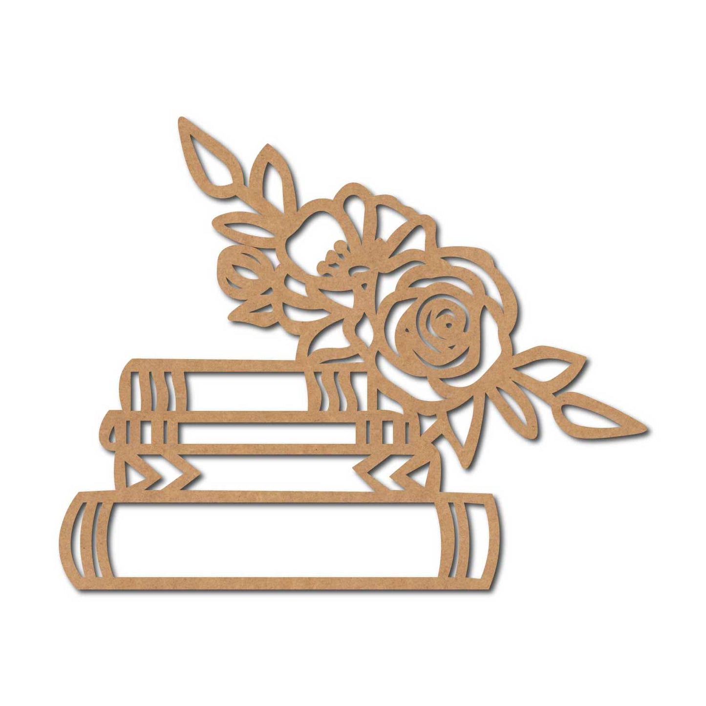 Books Rose Cutout MDF Design 1