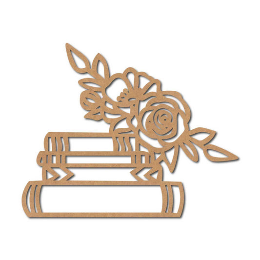 Books Rose Cutout MDF Design 1
