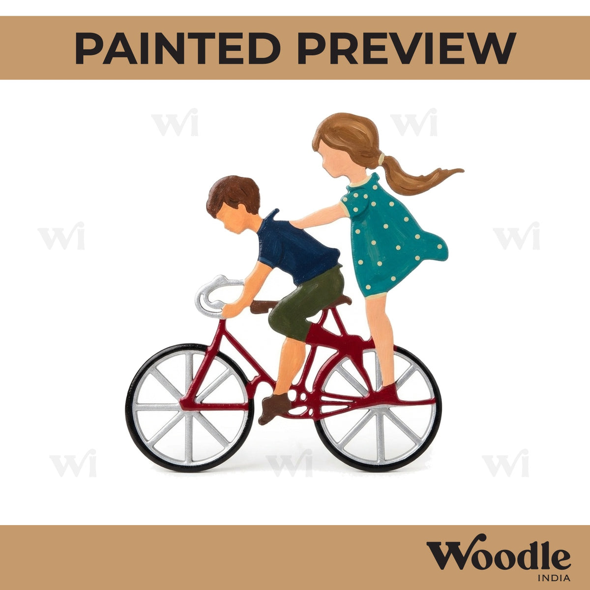 Boy And Girl Cycling Cutout MDF Design 1