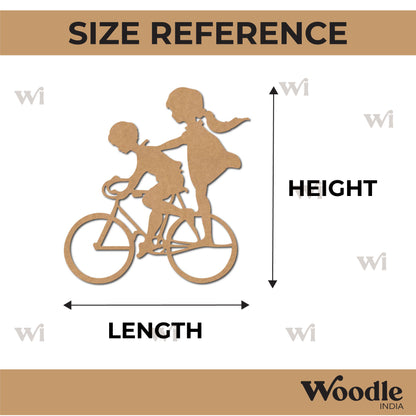 Boy And Girl Cycling Cutout MDF Design 1