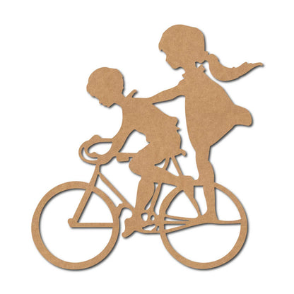 Boy And Girl Cycling Cutout MDF Design 1