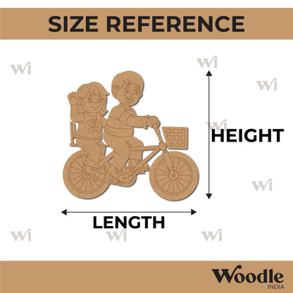 Boy And Girl Cycling Pre Marked MDF Design 1