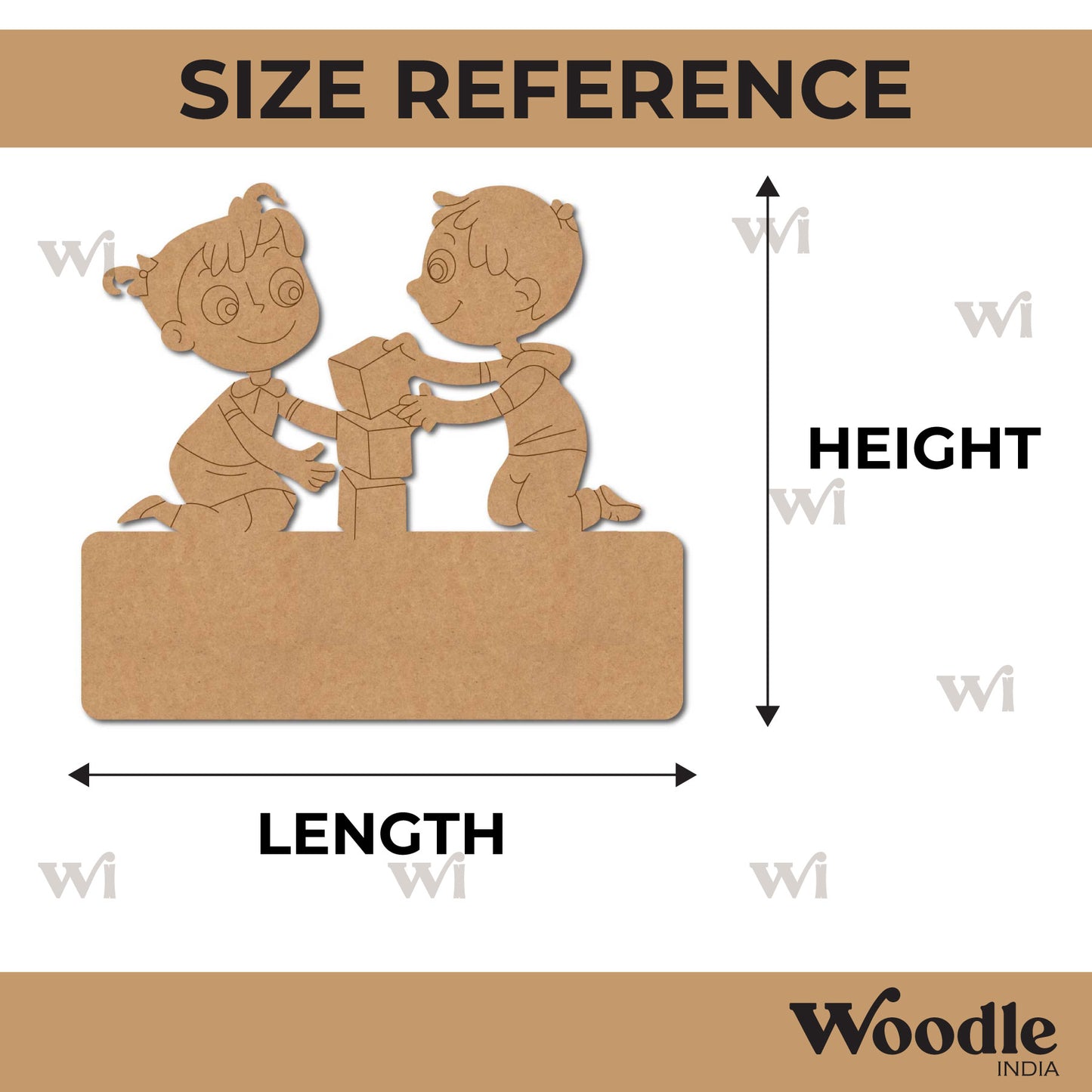 Boy And Girl Playing Nameplate Pre Marked MDF Design 1