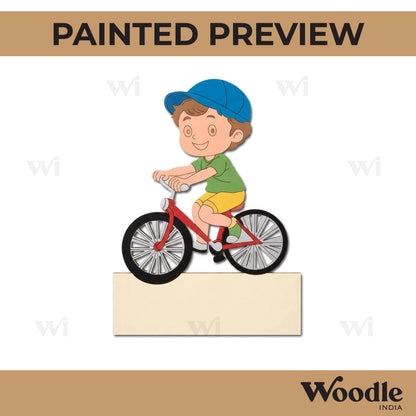 Boy Cycling Nameplate Pre Marked MDF Design 1