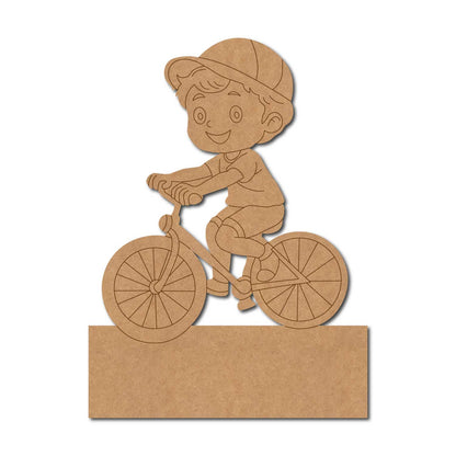 Boy Cycling Nameplate Pre Marked MDF Design 1