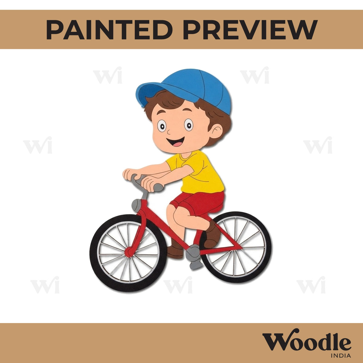 Boy Cycling Pre Marked MDF Design 1