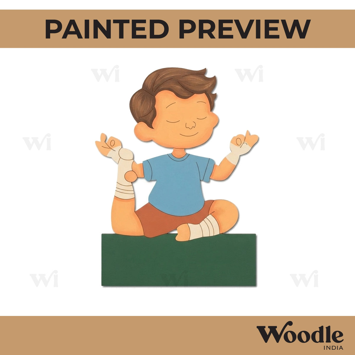Boy Doing Yoga Nameplate Pre Marked MDF Design 1