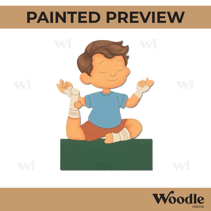 Boy Doing Yoga Nameplate Pre Marked MDF Design 1